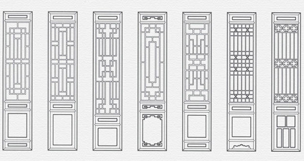 开远常用中式仿古花窗图案隔断设计图